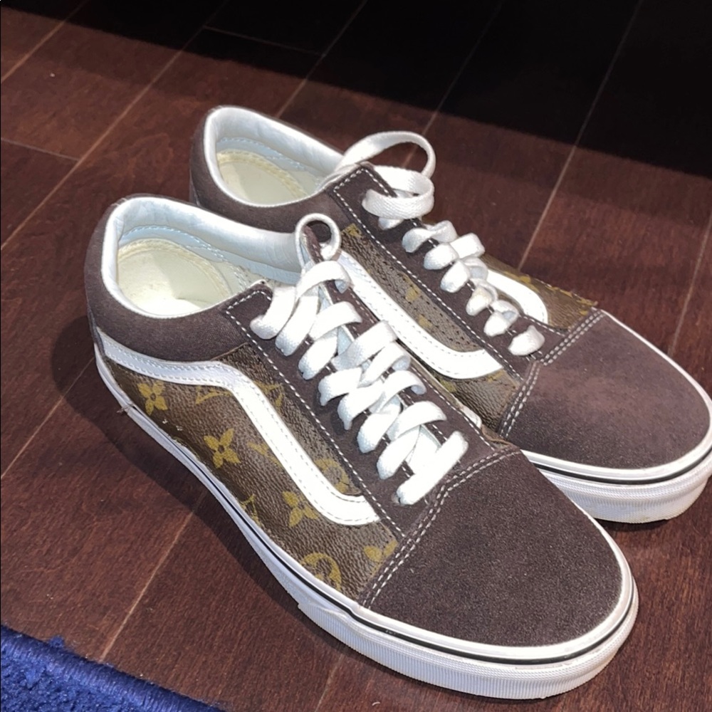 Louis Vuitton custom leathered material vans